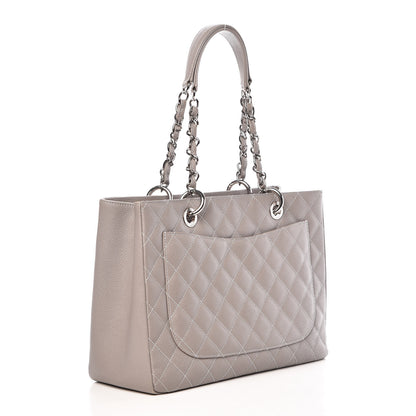Chanel Caviar Quilted Grand Shopping Tote GST Light Grey 3 of 13