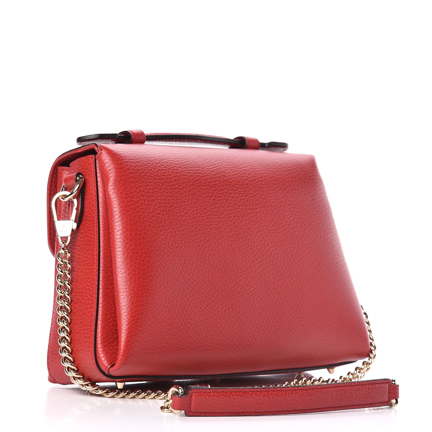 Gucci Dollar Calfskin Interlocking G Top Handle Shoulder Bag Red 3 of 10