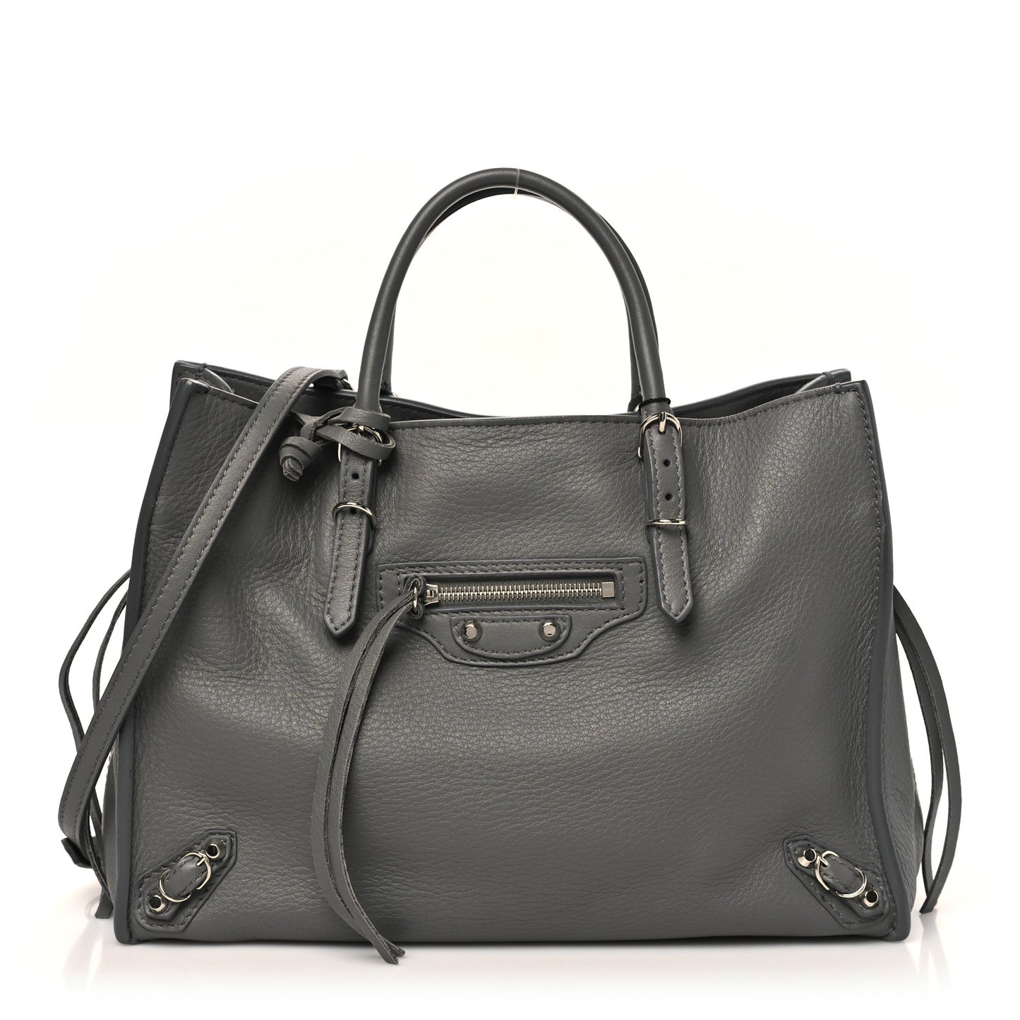 Veau Papier A6 Zip Around Tote Gris Fossile
