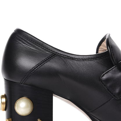 Gucci Malaga Kid Pearl Studded Vegas Platform Loafers 36.5 Black 12 of 16