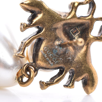 Gucci Crystal Pearl Drop Bee Earrings Gold 9 of 9