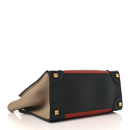 Celine Drummed Calfskin Micro Tri-Color Luggage Rust 4 of 8