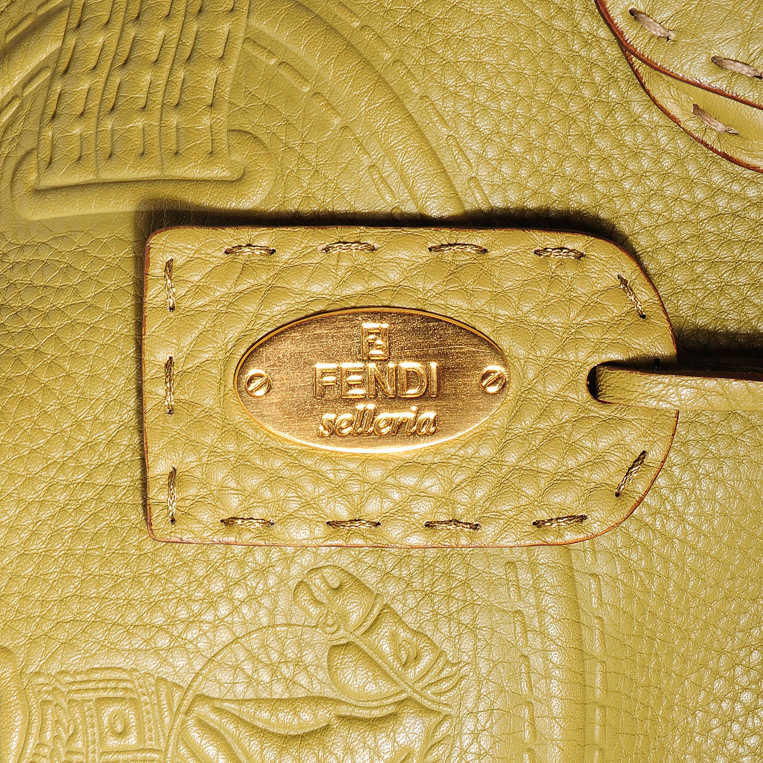 Fendi Calfskin Romano Selleria Large Villa Borghese Tote Muschio 9 of 12