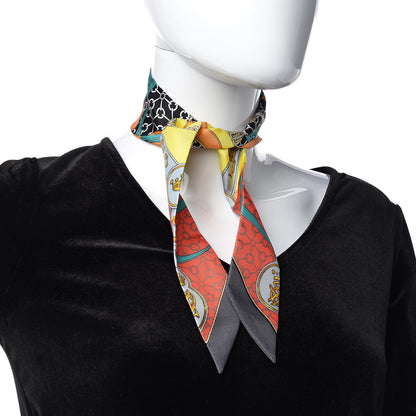 Hermes Silk La Promenade Du Matin Twilly Orange Jaune Black 2 of 4
