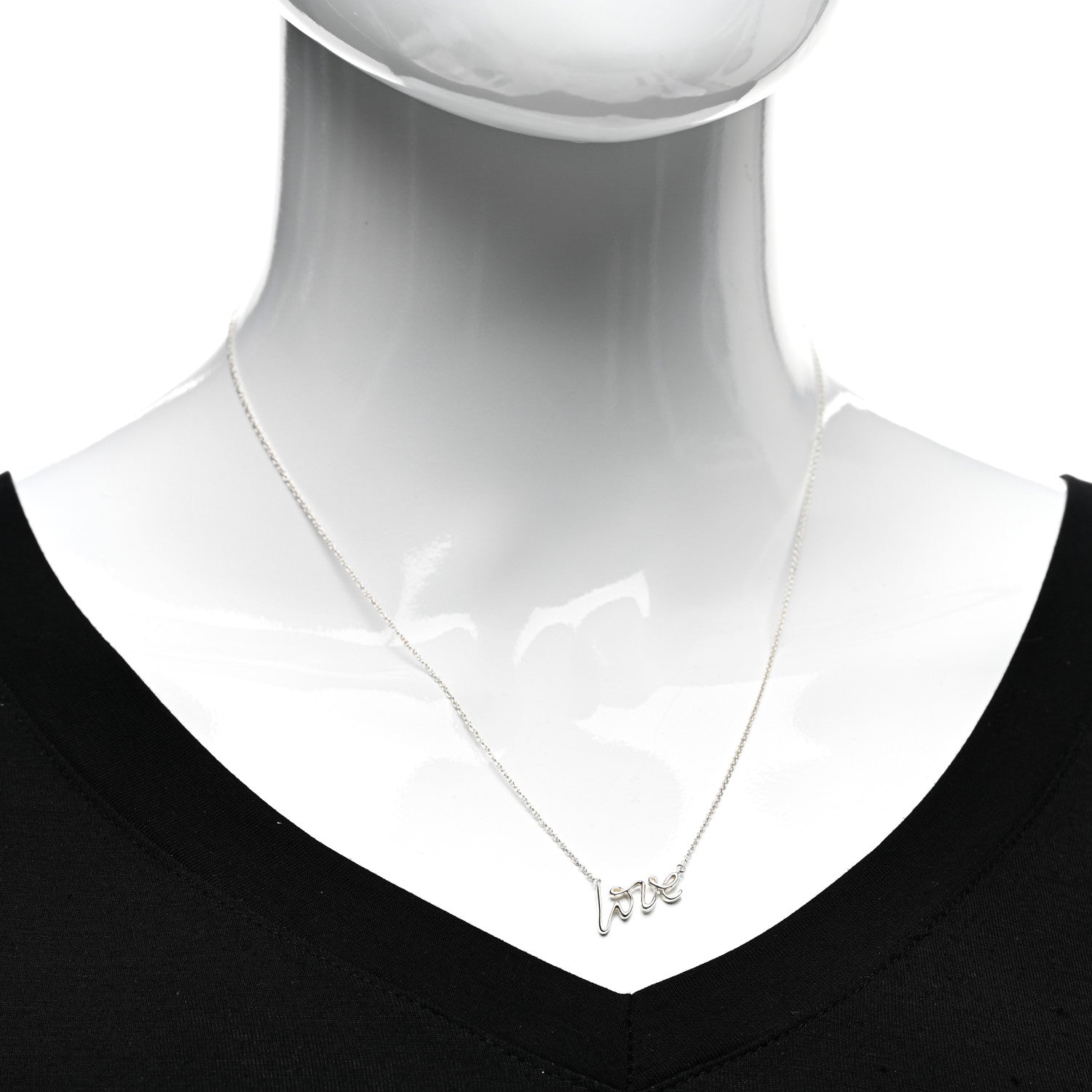 Tiffany Sterling Silver Paloma Picasso Graffiti Love Pendant Necklace 2 of 4