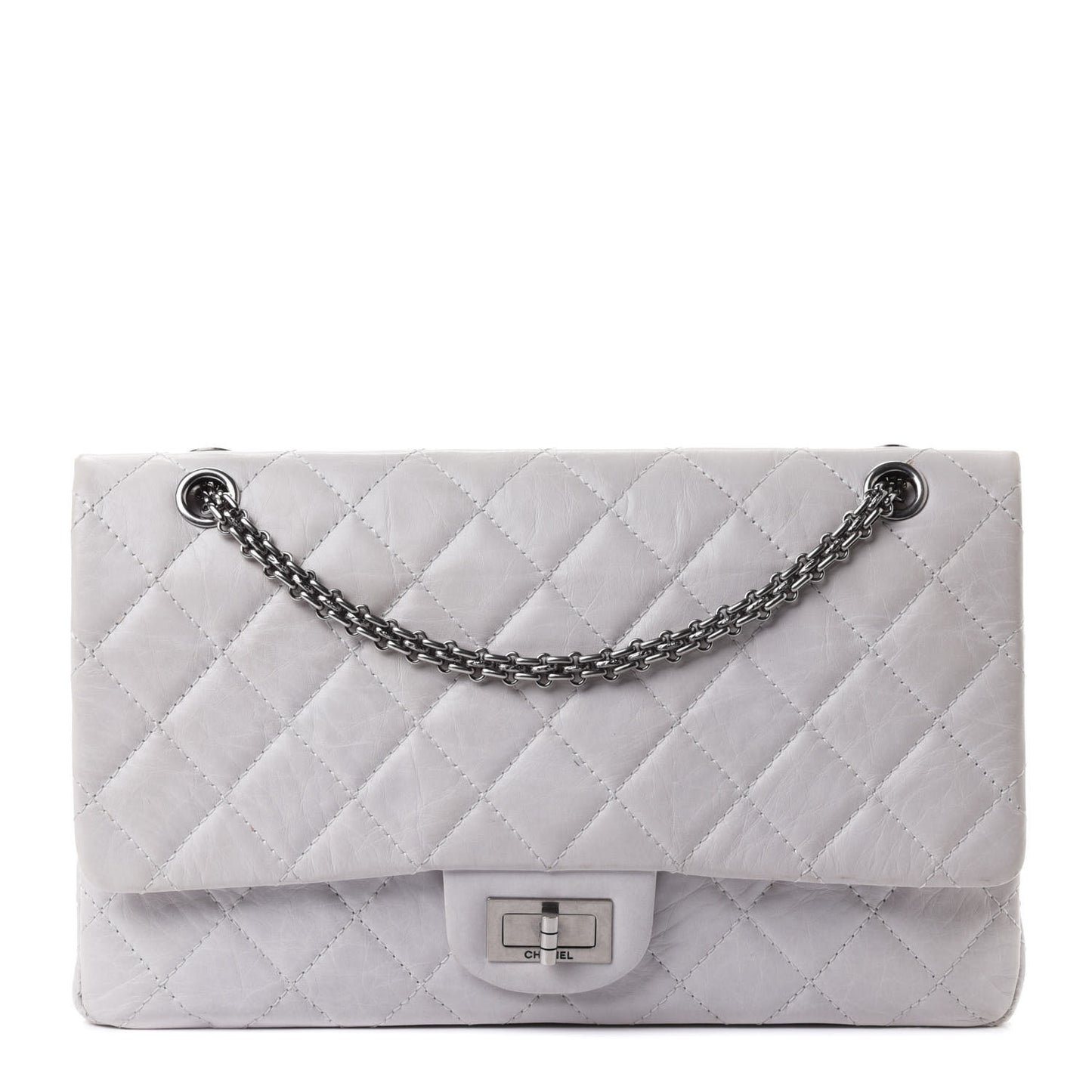 Aged Calfskin Quilted 50th Anniversary 2.55 Reissue 227 Flap Light Grey