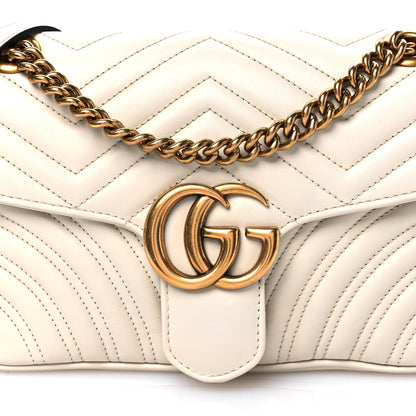 Gucci Calfskin Matelasse Small GG Marmont Shoulder Bag White 8 of 10