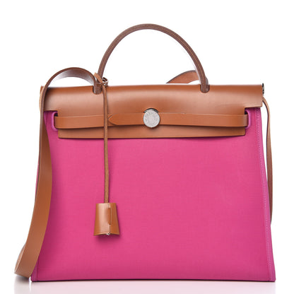 Hermes Vache Hunter Toile Herbag Zip 31 PM Magnolia Fauve 4 of 16