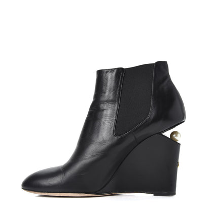 Chanel Lambskin Pearl CC Ankle Boots 40 Black 1 of 11