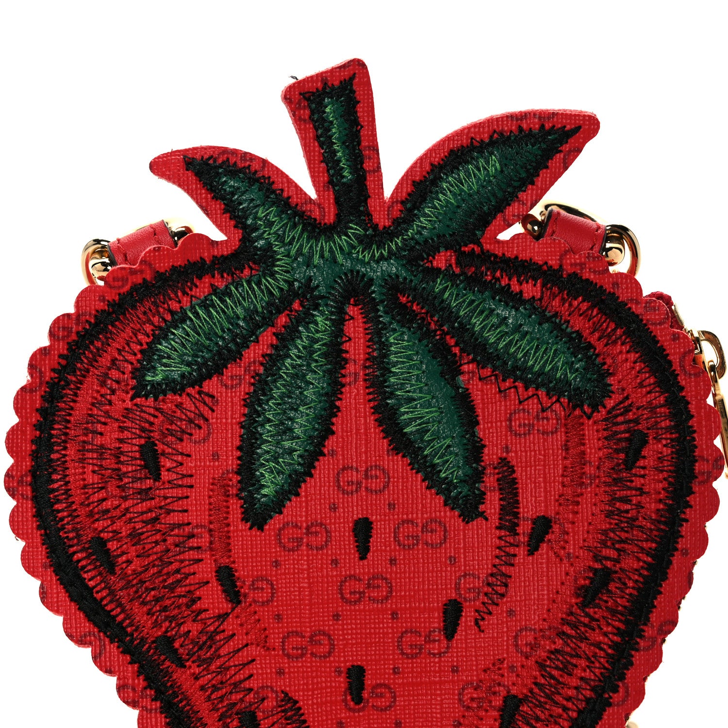 Gucci GG Supreme Monogram Embroidered Strawberry Pass Holder Crossbody Multicolor 8 of 11