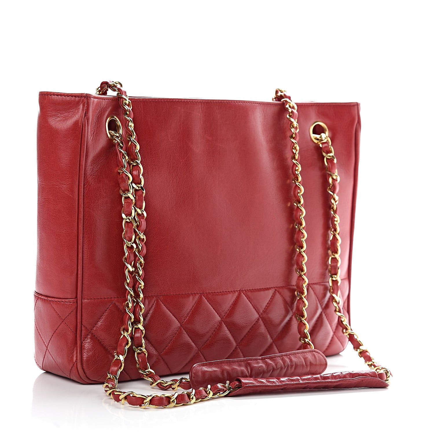 Chanel Lambskin Quilted Tote Red 3 of 13