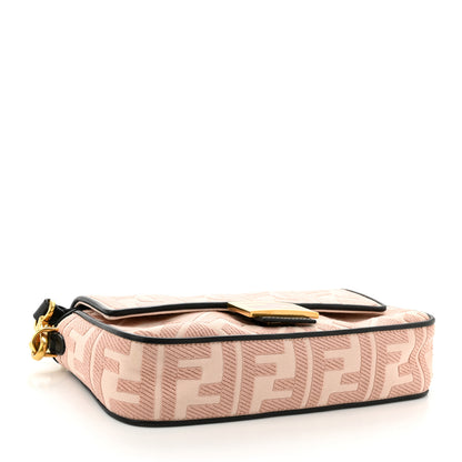 Fendi Canvas Vitello King FF Embroidered Baguette Rosa Quarzo Black 4 of 10