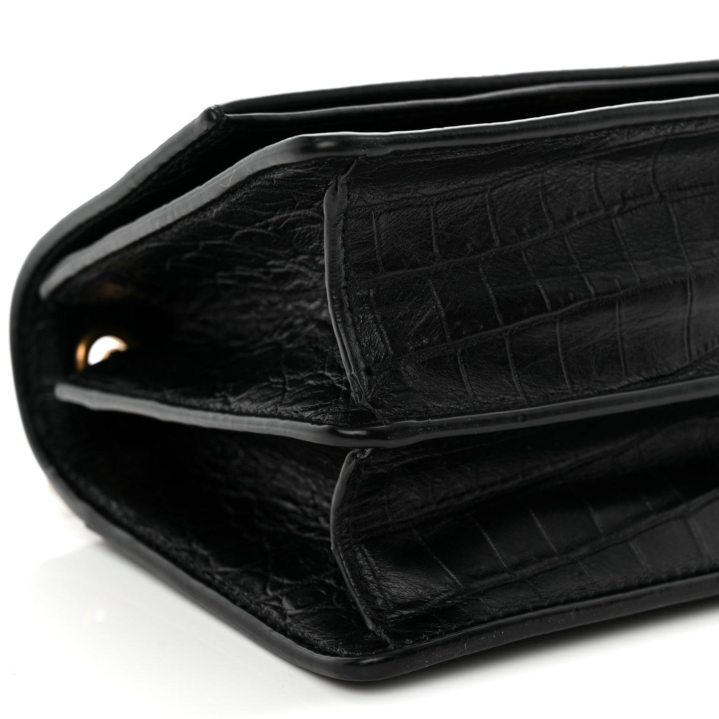 Calfskin Crocodile Embossed Monogram Small Sunset Black