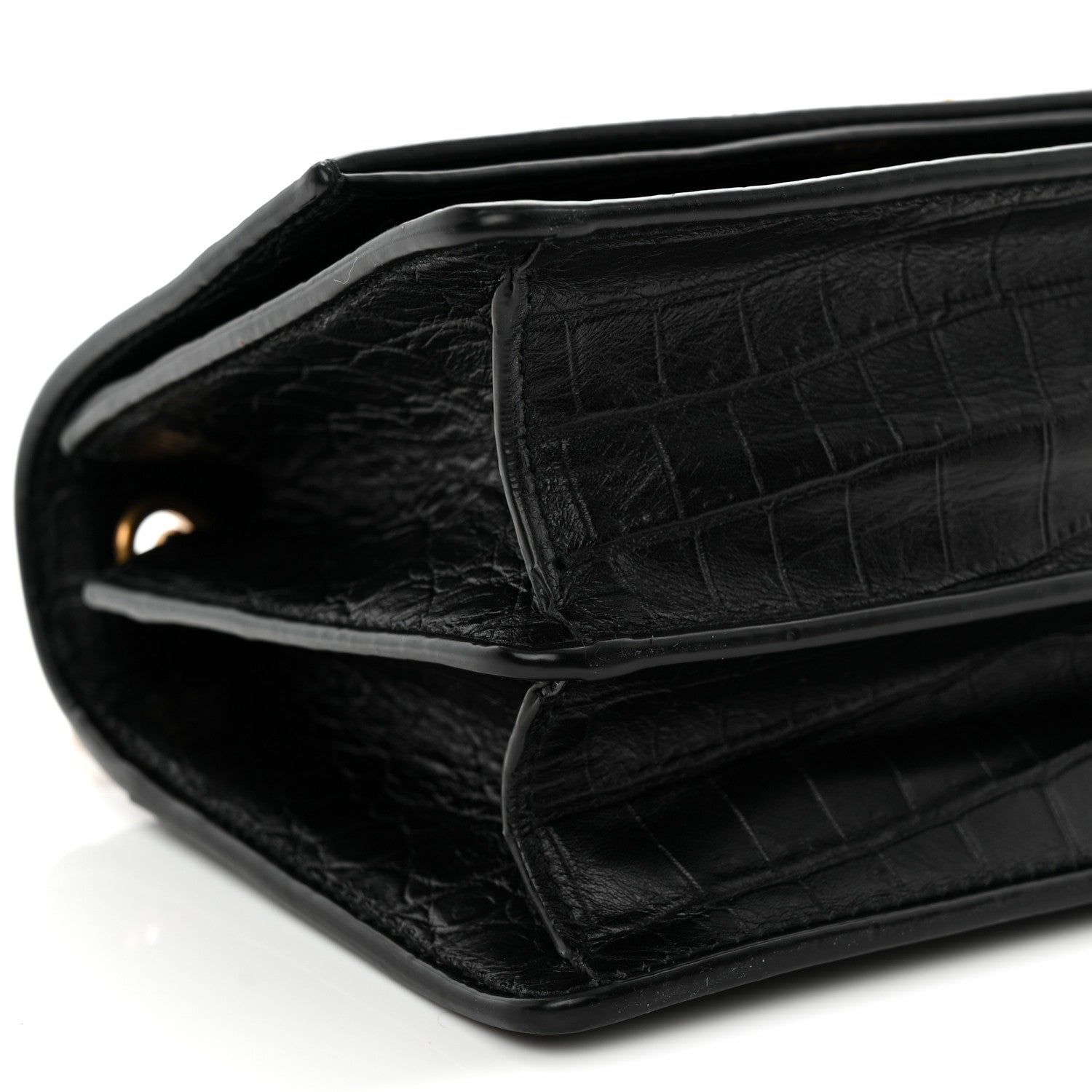 Saint Laurent Calfskin Crocodile Embossed Monogram Small Sunset Black 9 of 11