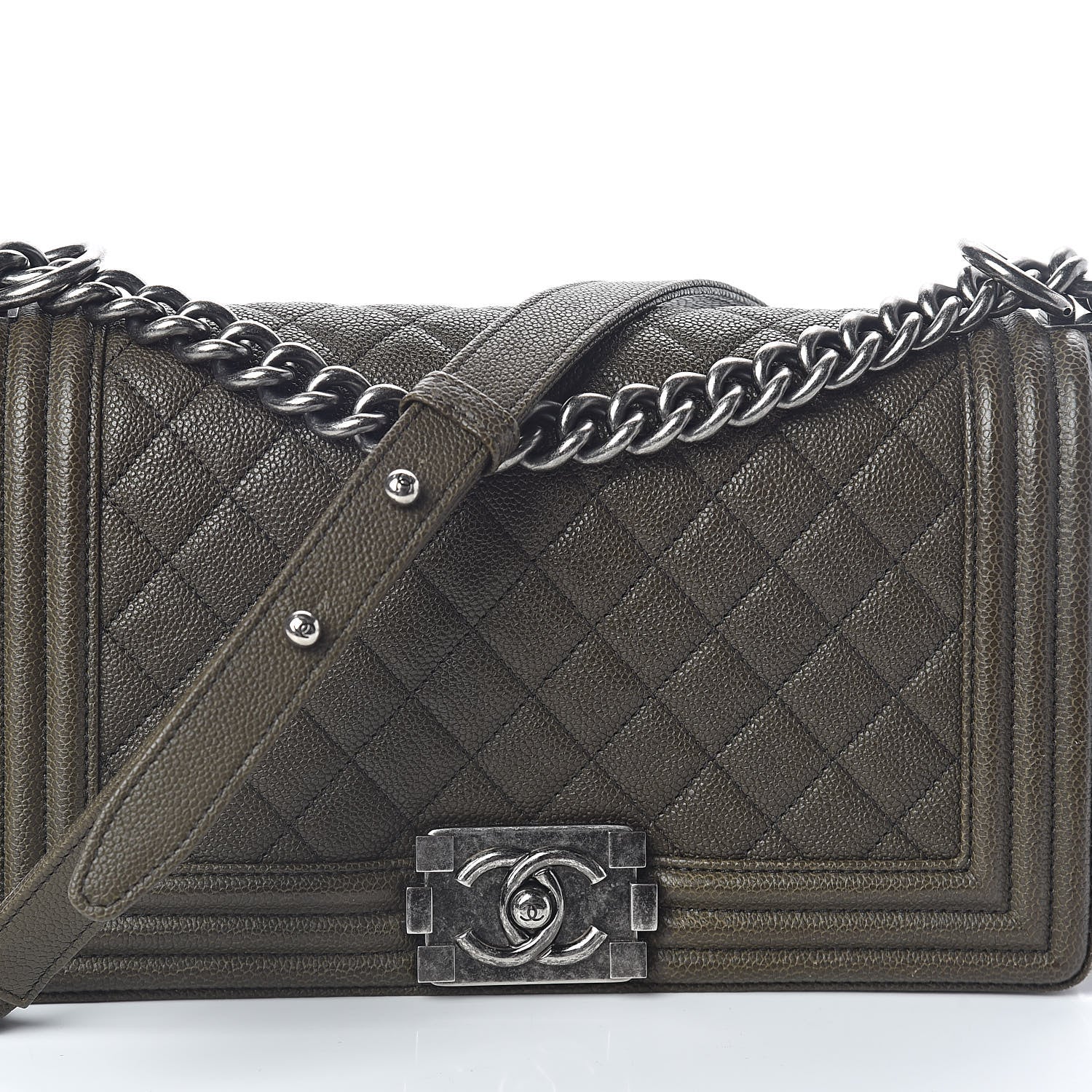 Chanel Caviar Quilted Medium Boy Flap Khaki 8 of 11