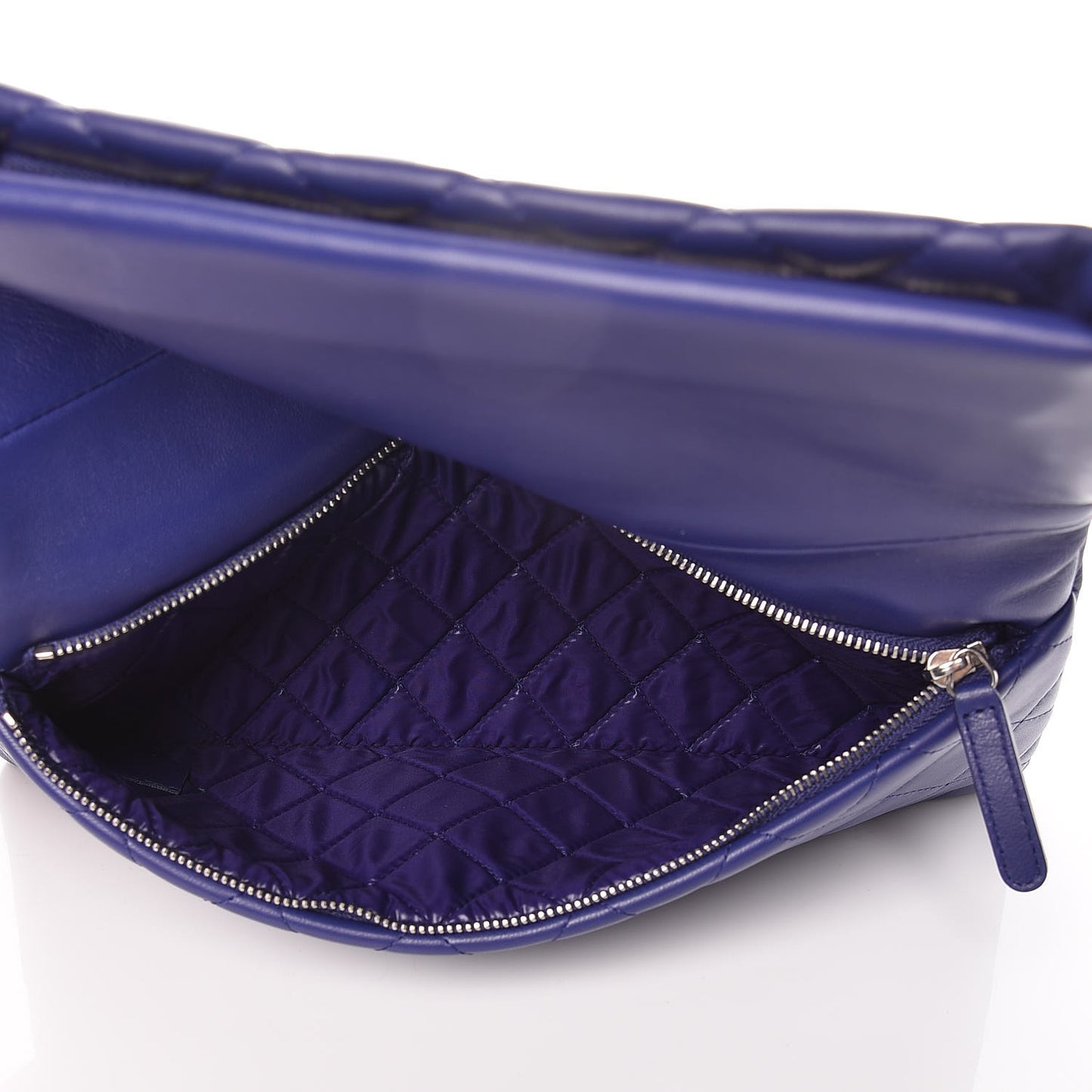 Lambskin Quilted CC Beauty Clutch Blue