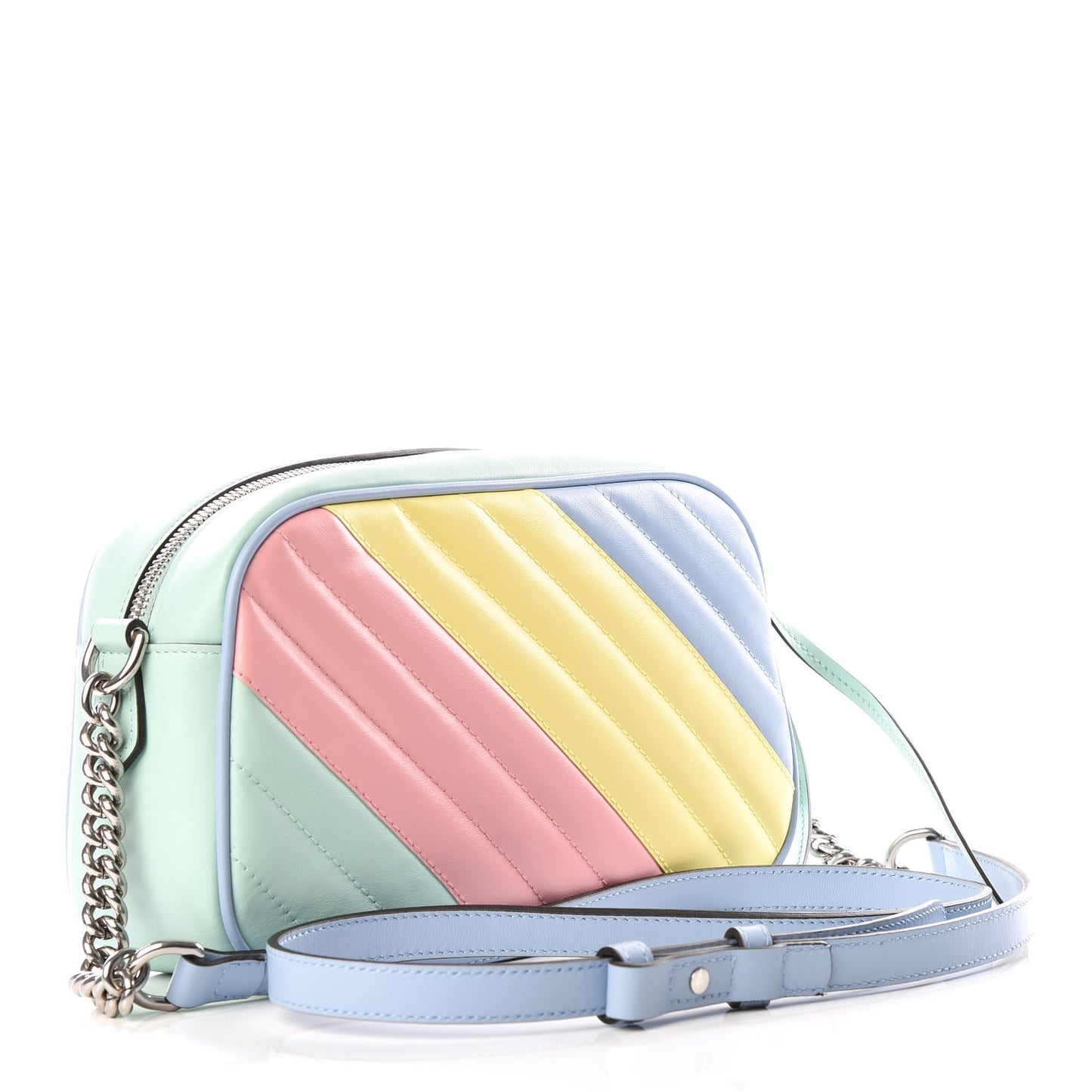 Calfskin Matelasse Diagonal Small GG Marmont Chain Shoulder Bag Multicolor Pastel