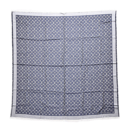 Louis Vuitton Silk Wool Monogram Denim Shawl Blue 1 of 4