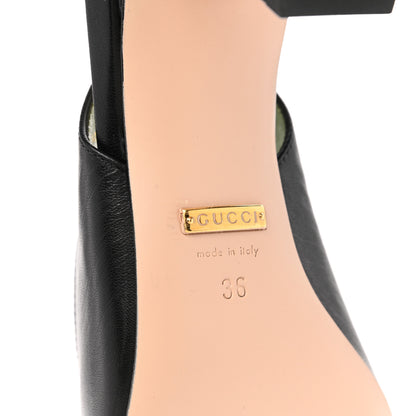 Gucci Malaga Kid Half Moon GG Square Toe Slingback Pumps 36 Black 6 of 9