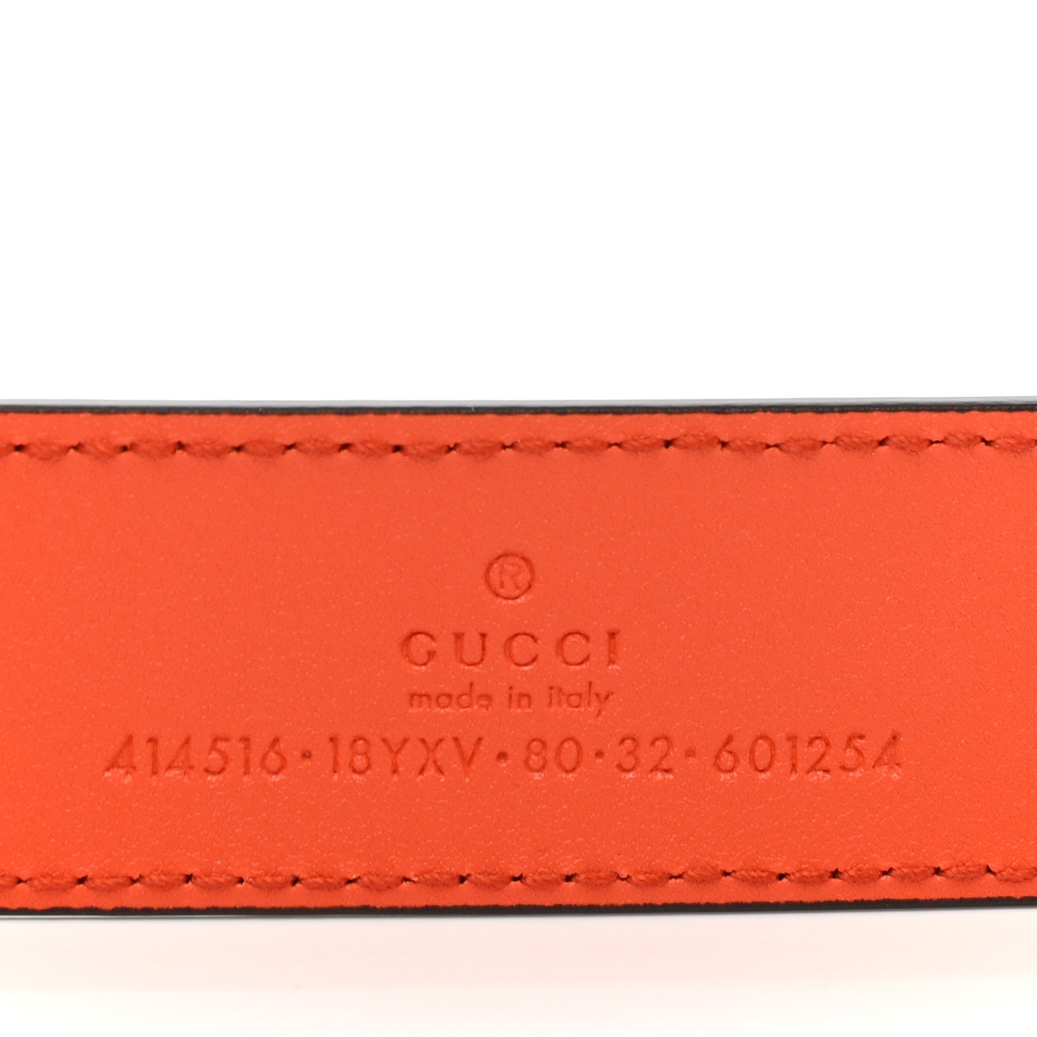 Gucci Azalea Calfskin Enamel Monochrome Double G 30mm Belt 85 34 Deep Orange 5 of 6