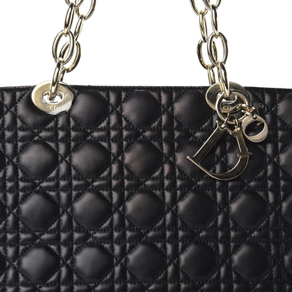 Christian Dior Lambskin Cannage Large Dior Soft Shopping Tote Black 9 of 9