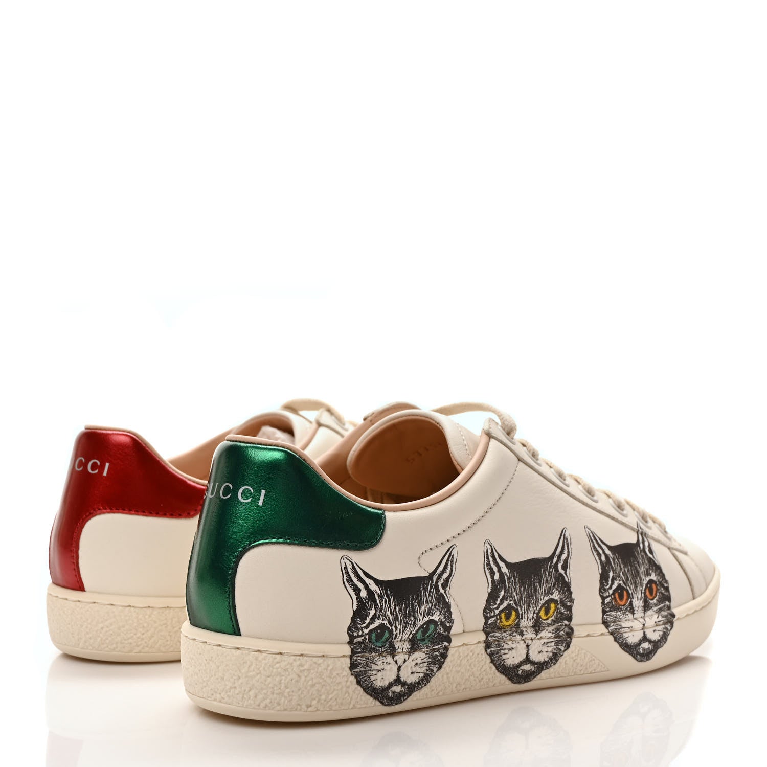 Gucci Calfskin Mystic Cat Print Womens Ace Sneakers 38 White 4 of 10