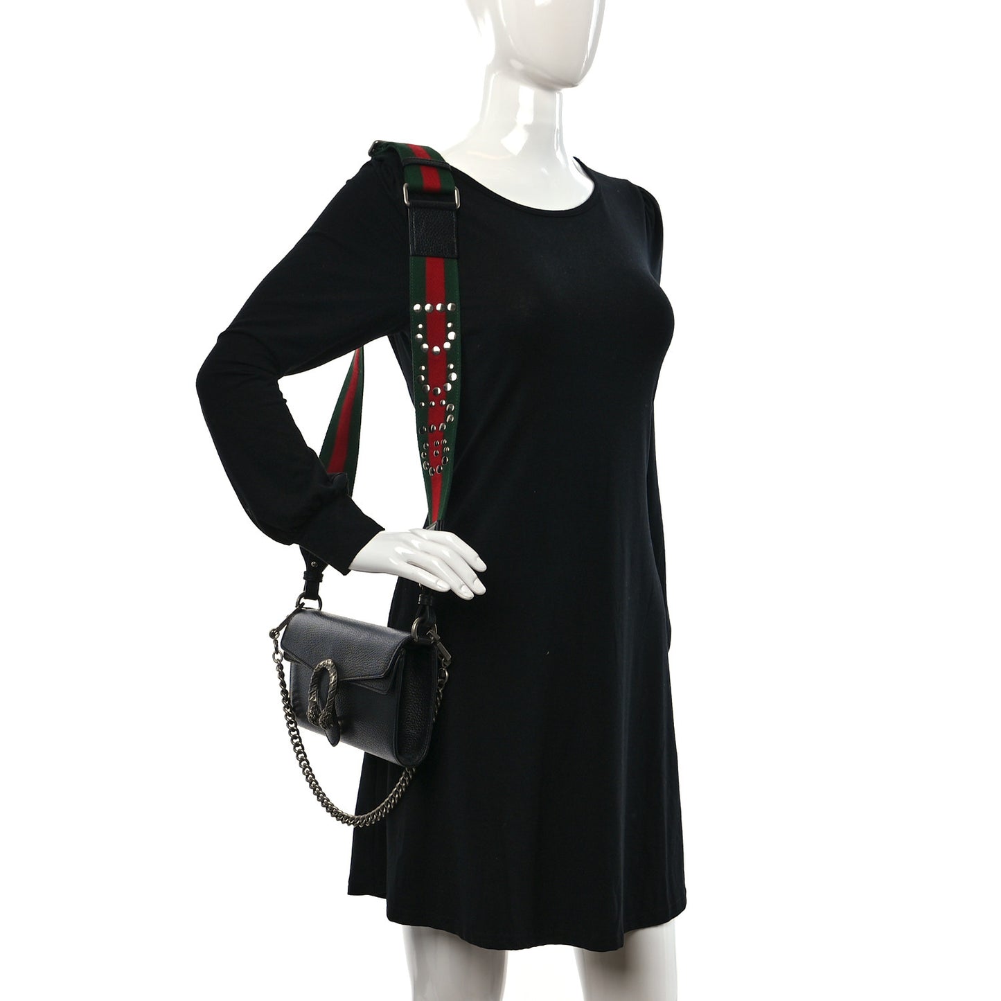 Dollar Calfskin Web Small Dionysus Crossbody Bag Black