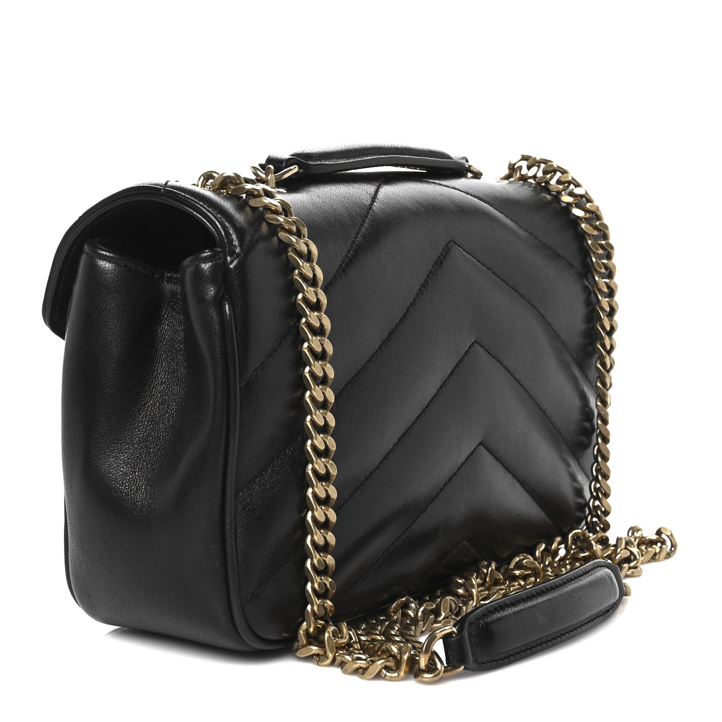 Lambskin Chevron Quilted Small Loulou Black