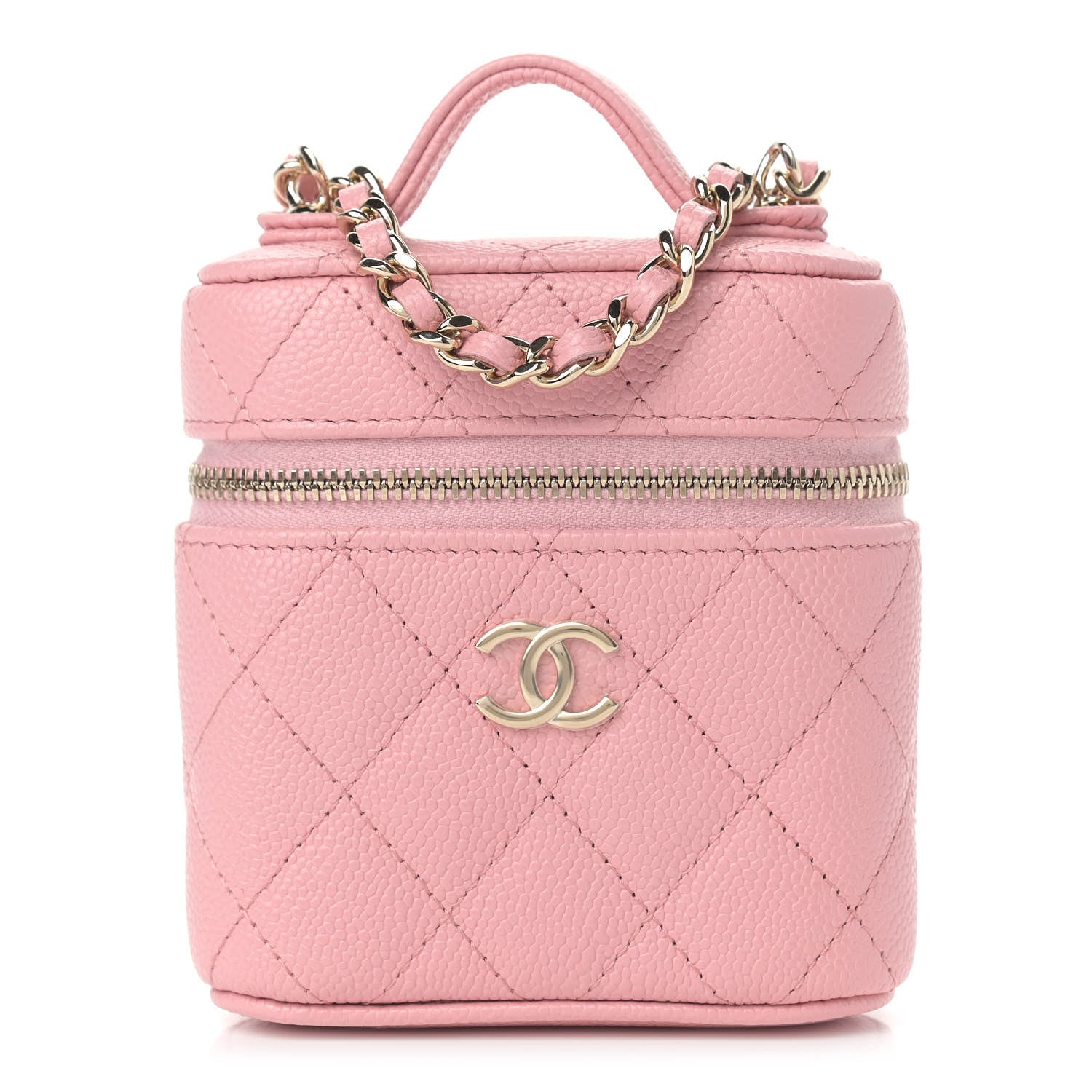 Chanel Caviar Quilted Small Handle With Care Vanity Case With Chain Pink 1 of 9