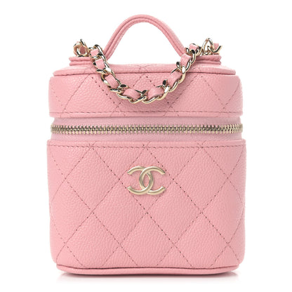 Chanel Caviar Quilted Small Handle With Care Vanity Case With Chain Pink 1 of 9