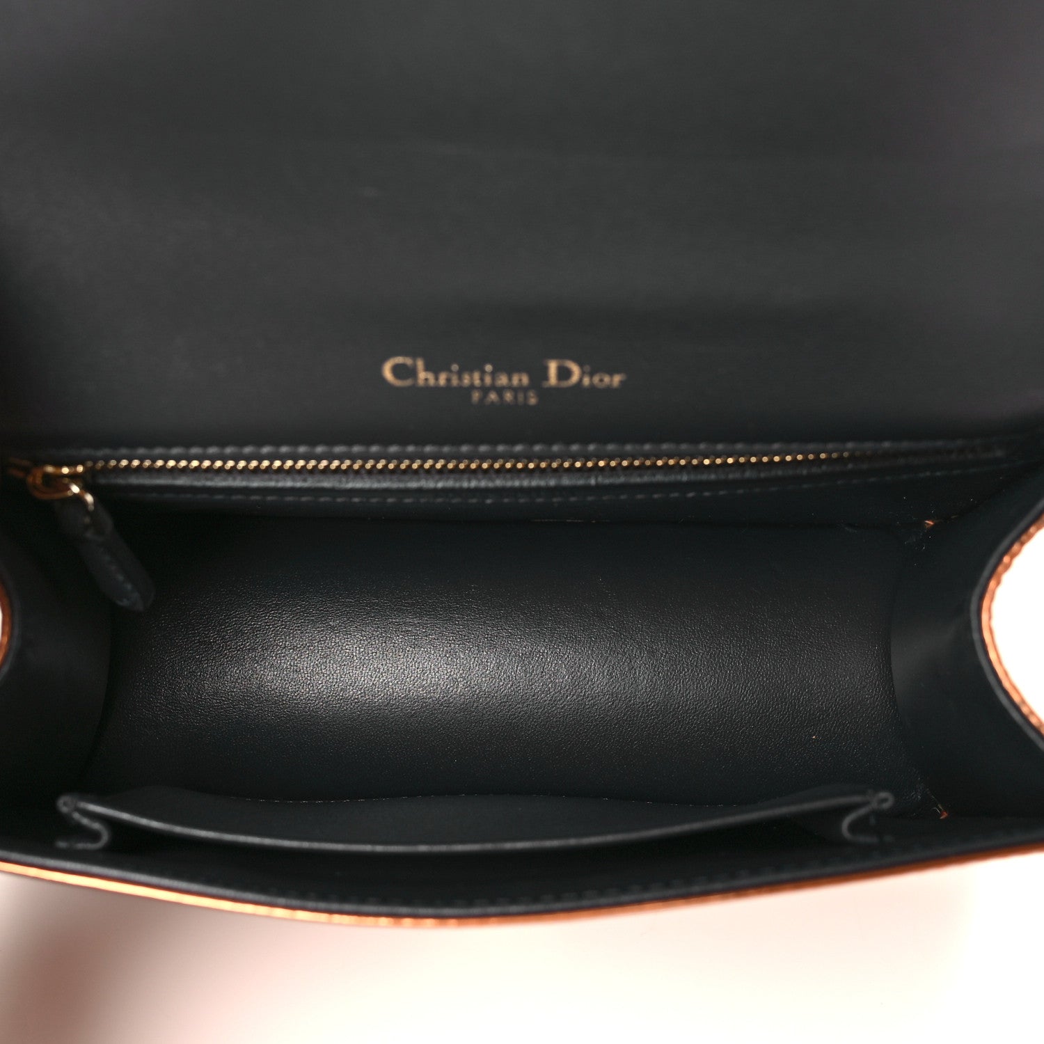 Christian Dior Metallic Patent Micro-Cannage Small Diorama Flap Bag Orange 5 of 8