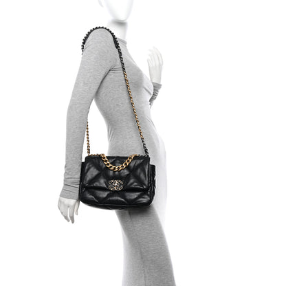Chanel Shiny Goatskin Quilted Medium Chanel 19 Flap Black 2 of 16