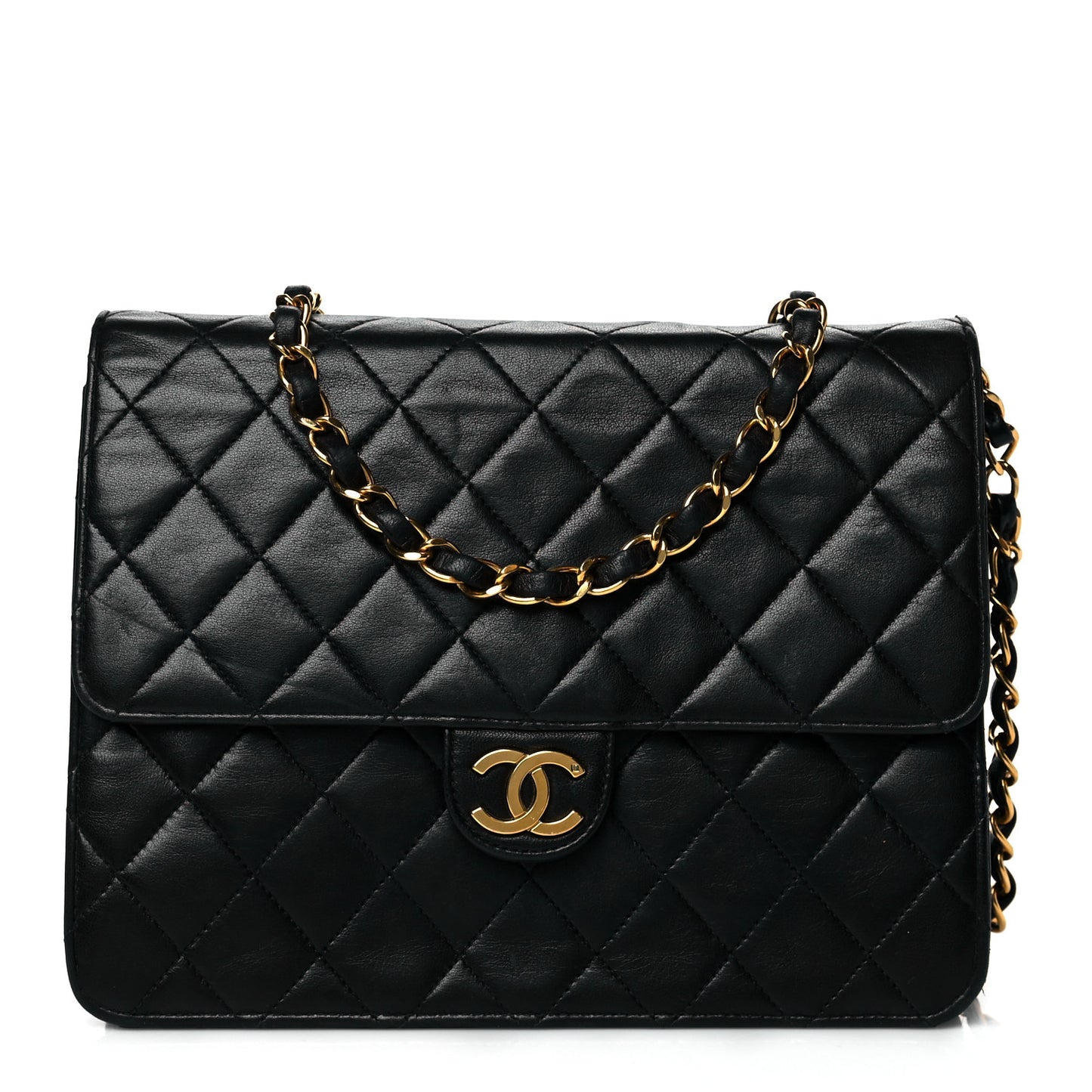 Lambskin Quilted Small Single Flap Black