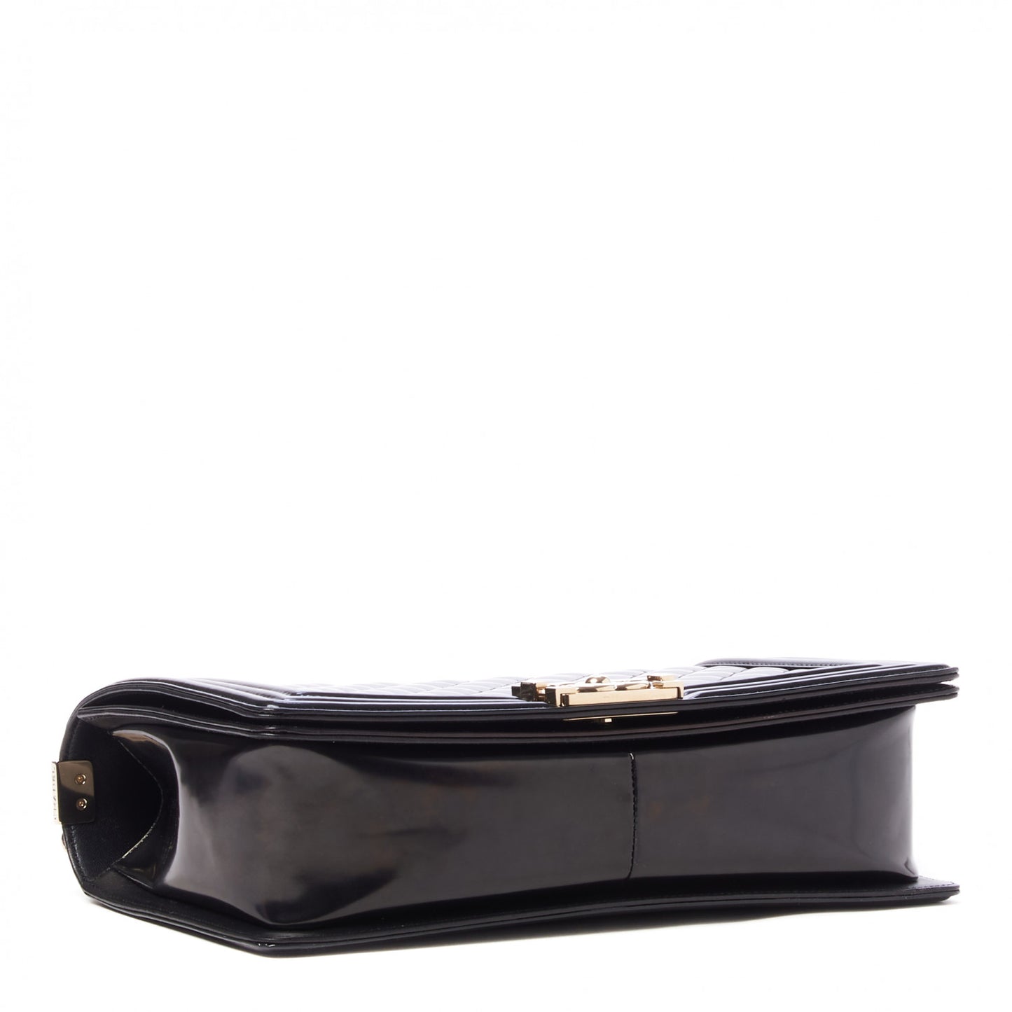 Iridescent Glazed Calfskin Quilted New Medium Boy Flap Black