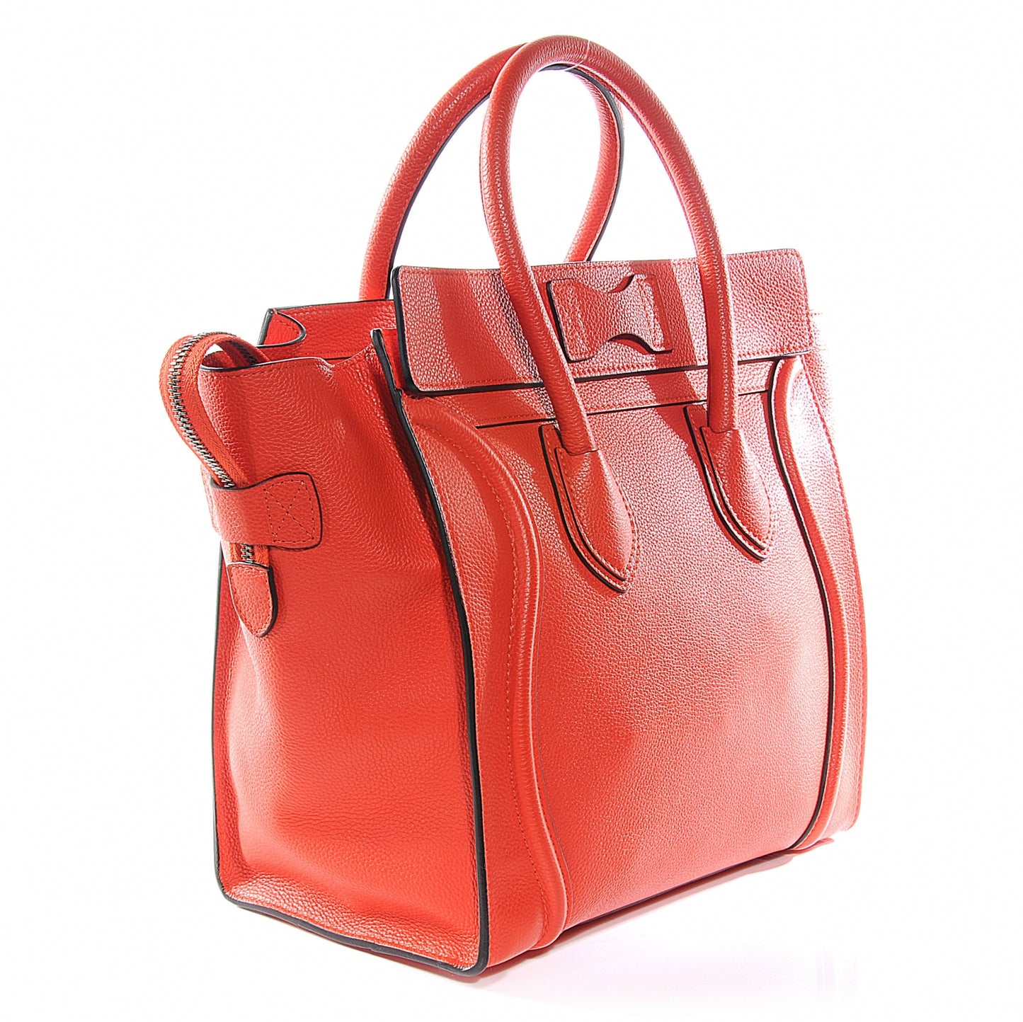 Drummed Calfskin Mini Luggage Bag Vermillion
