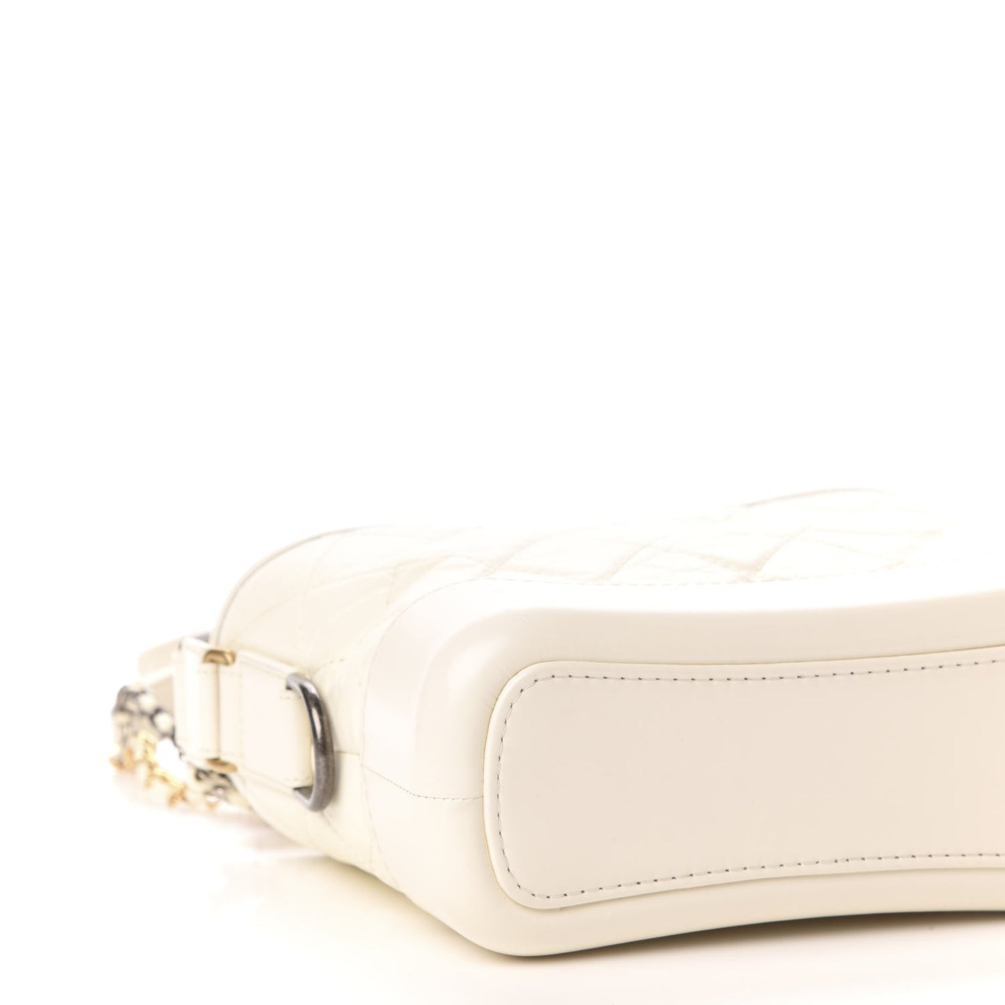 Aged Calfskin Quilted Small Gabrielle Hobo White