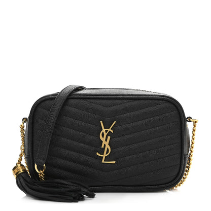 Saint Laurent Grain De Poudre Matelasse Monogram Mini Lou Camera Bag Black 1 of 11
