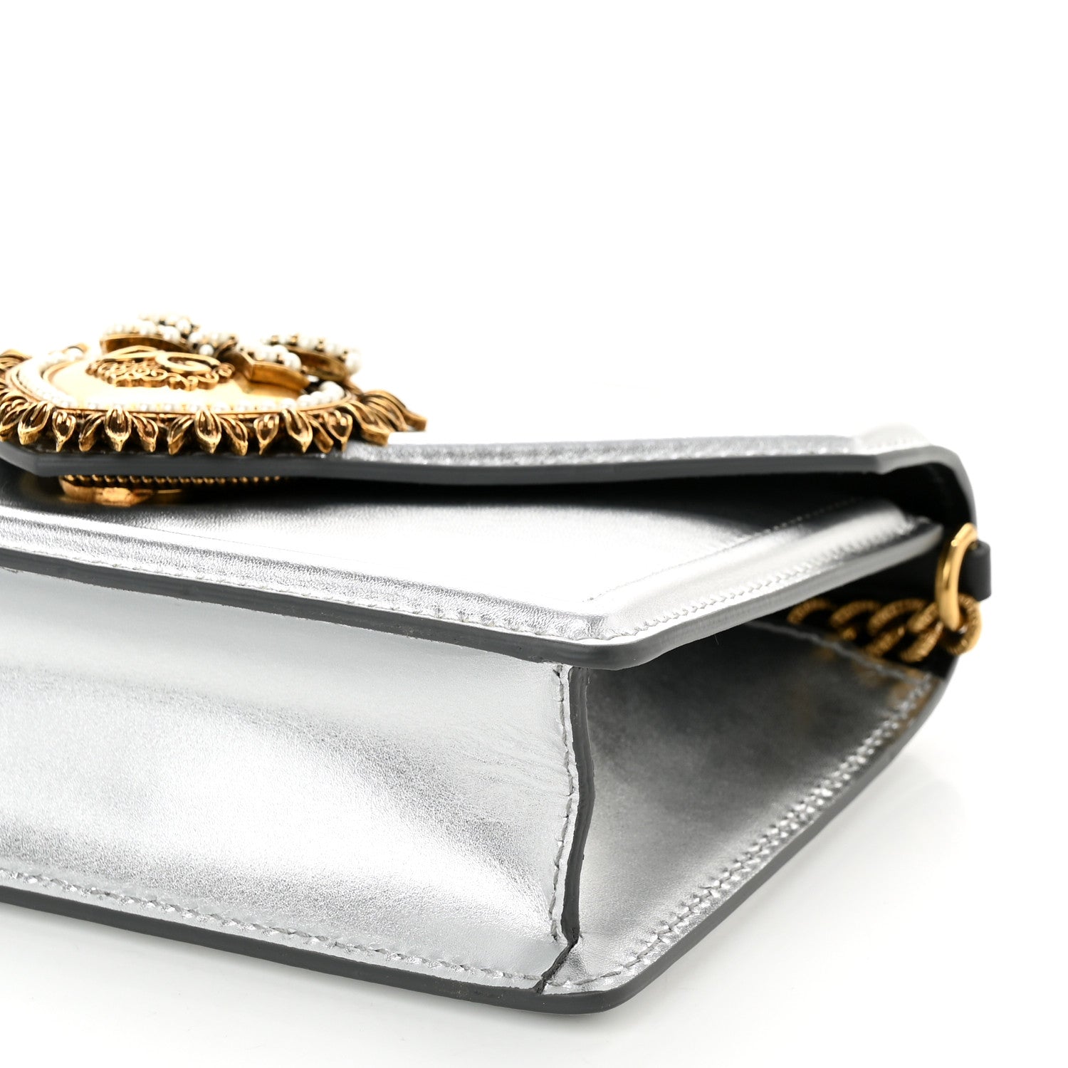 Dolce & Gabbana Metallic Nappa Small Devotion Top Handle Bag Silver 9 of 9