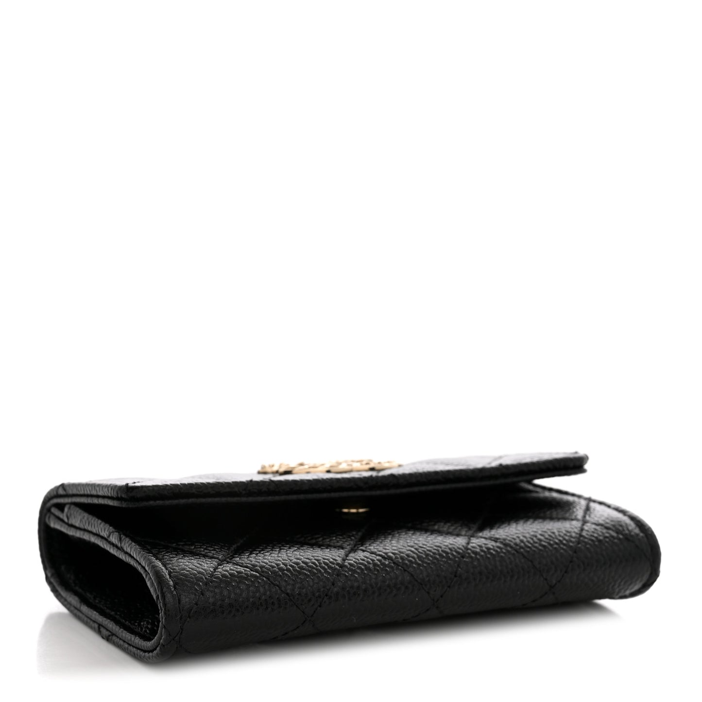 Caviar Quilted Chain CC Flap Card Holder Black