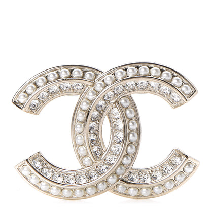 Chanel Crystal Pearl Chain Mania CC Brooch Gold 1 of 5