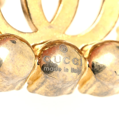 Gucci Pearl Embellished Double G Necklace Aged Gold 5 of 5