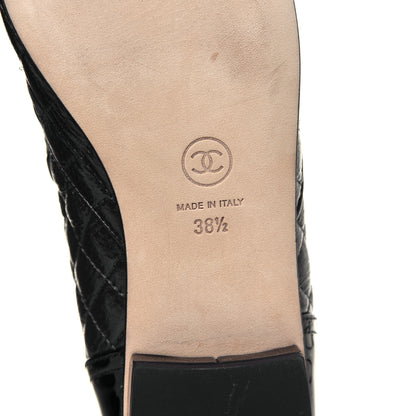 Chanel Glazed Deerskin Grosgrain Quilted Cap Toe Chain Boots 38.5 Grey Black 6 of 8