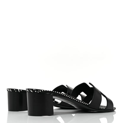 Hermes Calfskin Oasis Sandals 38.5 Black 4 of 9