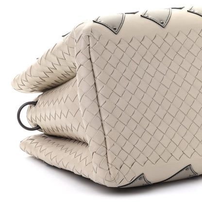 Bottega Veneta Light Calf Snakeskin Intrecciato Patchwork Small Roma Cream 10 of 11
