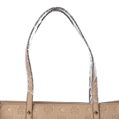 MCM Calfskin Ottomar Monogram Medium Klara Top Zip Tote New Beige 11 of 12