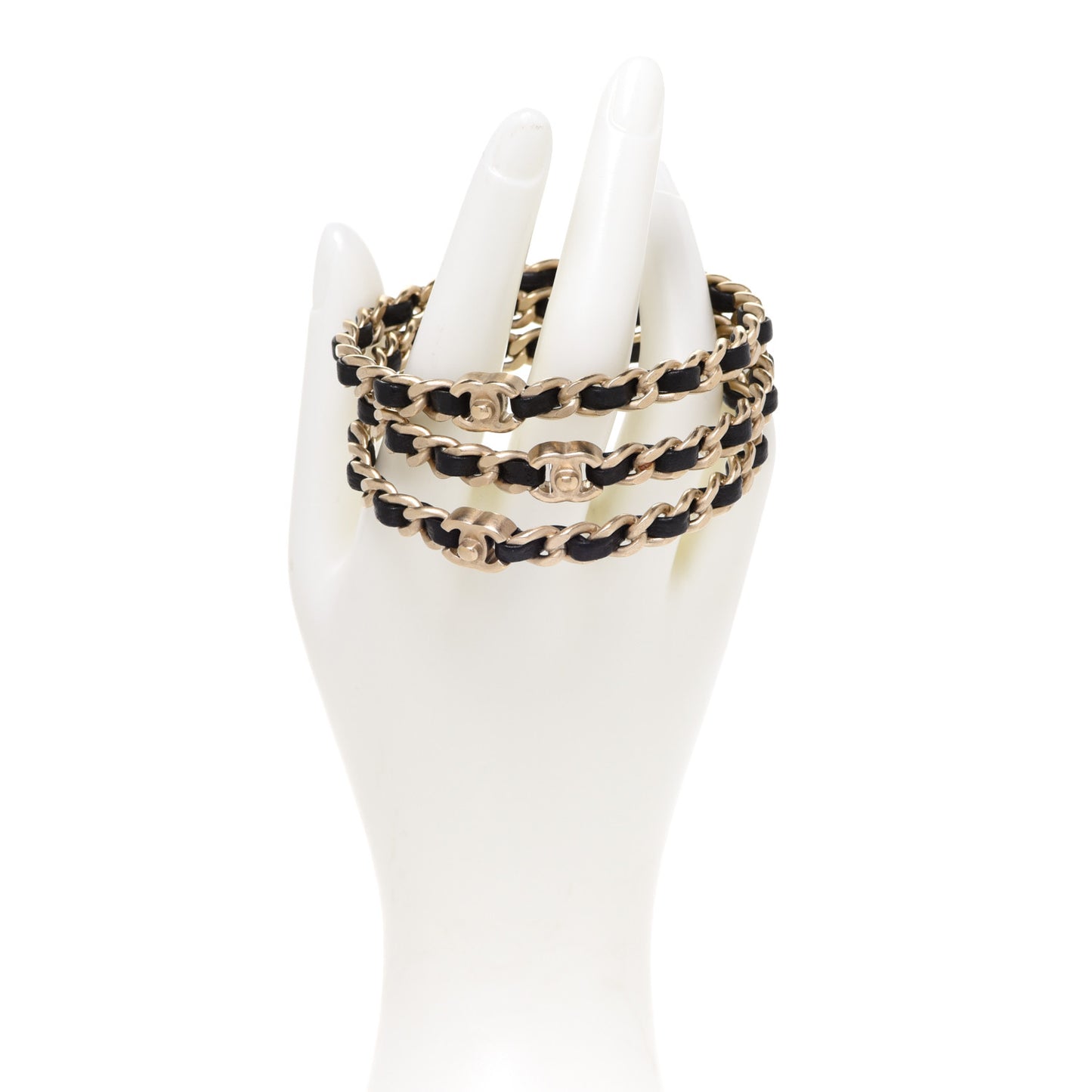 Lambskin Chain Turnlock CC Bangle Set of 3 Black