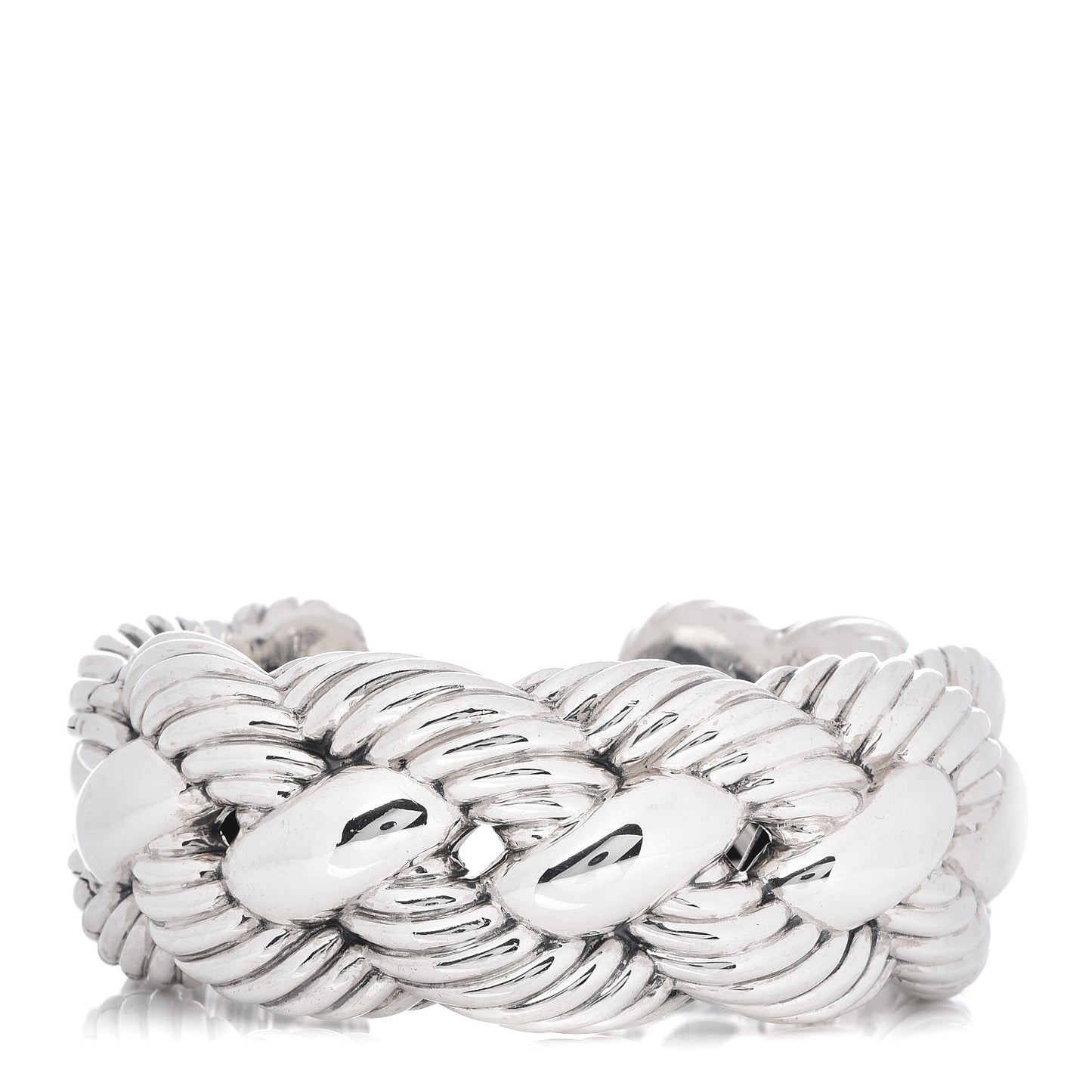 Sterling Silver Large Woven Cable Cuff Bracelet