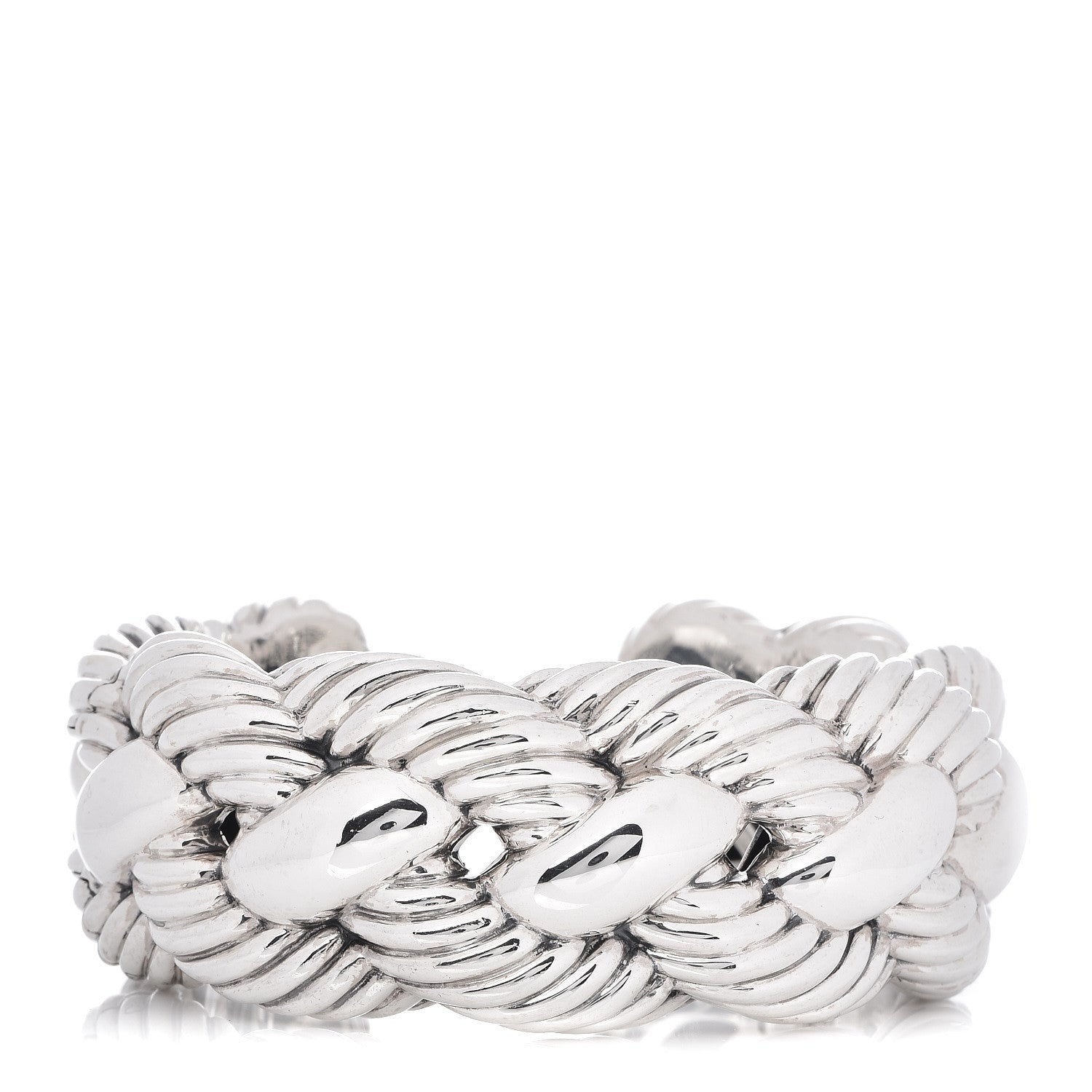 David Yurman Sterling Silver Large Woven Cable Cuff Bracelet 1 of 5