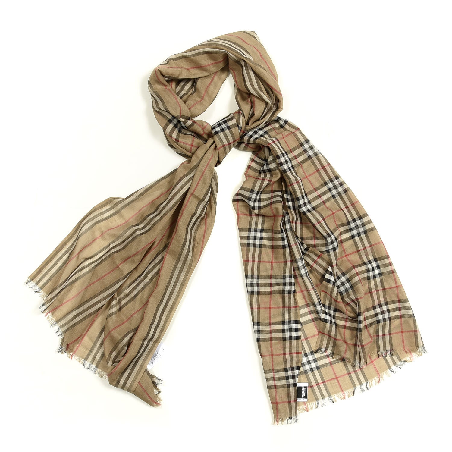Burberry Wool Silk Gauze Vintage Check Scarf Antique Yellow 1 of 4