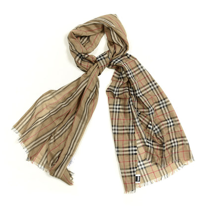 Burberry Wool Silk Gauze Vintage Check Scarf Antique Yellow 1 of 4